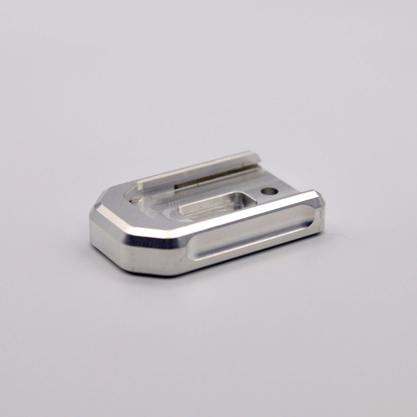 Premium aluminum base plate for PSA Micro Dagger 15-round magazines, precision-machined.