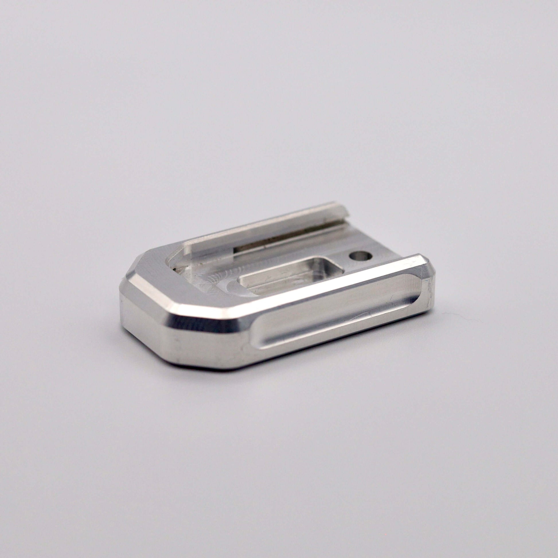 Premium aluminum base plate for PSA Micro Dagger 15-round magazines, precision-machined.