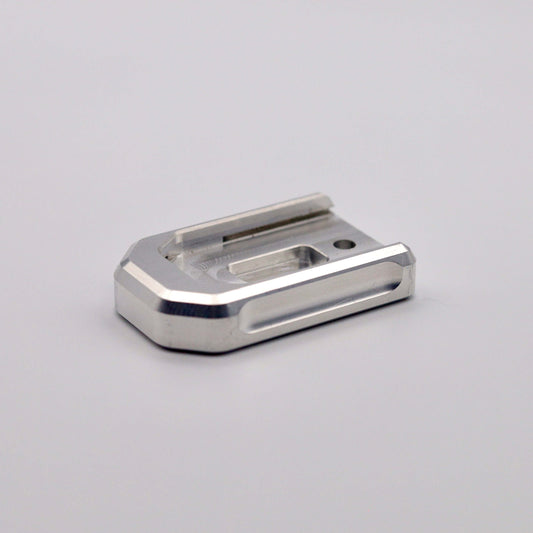 Premium aluminum base plate for PSA Micro Dagger 15-round magazines, precision-machined.